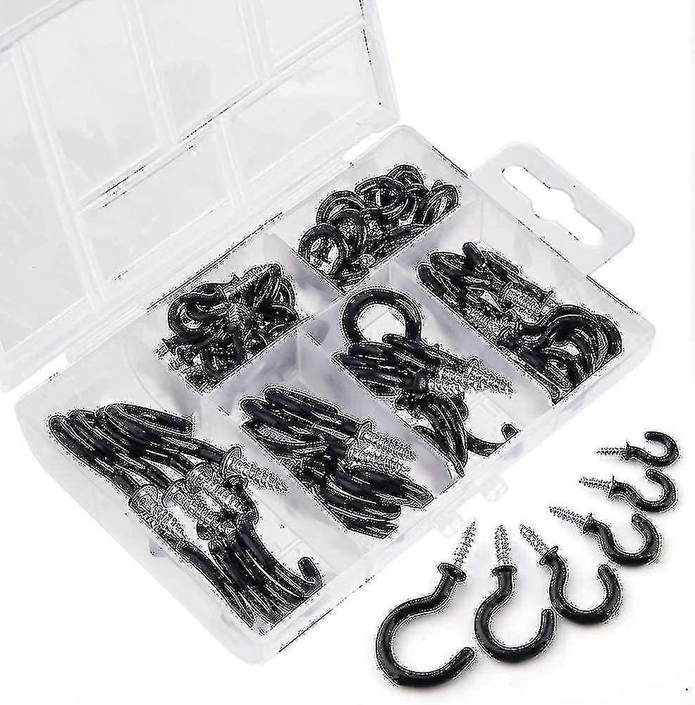 Vinyl Screw Hooks Ceiling Screw Hook 70 Pieces (6 Sizes) Jiujiuso