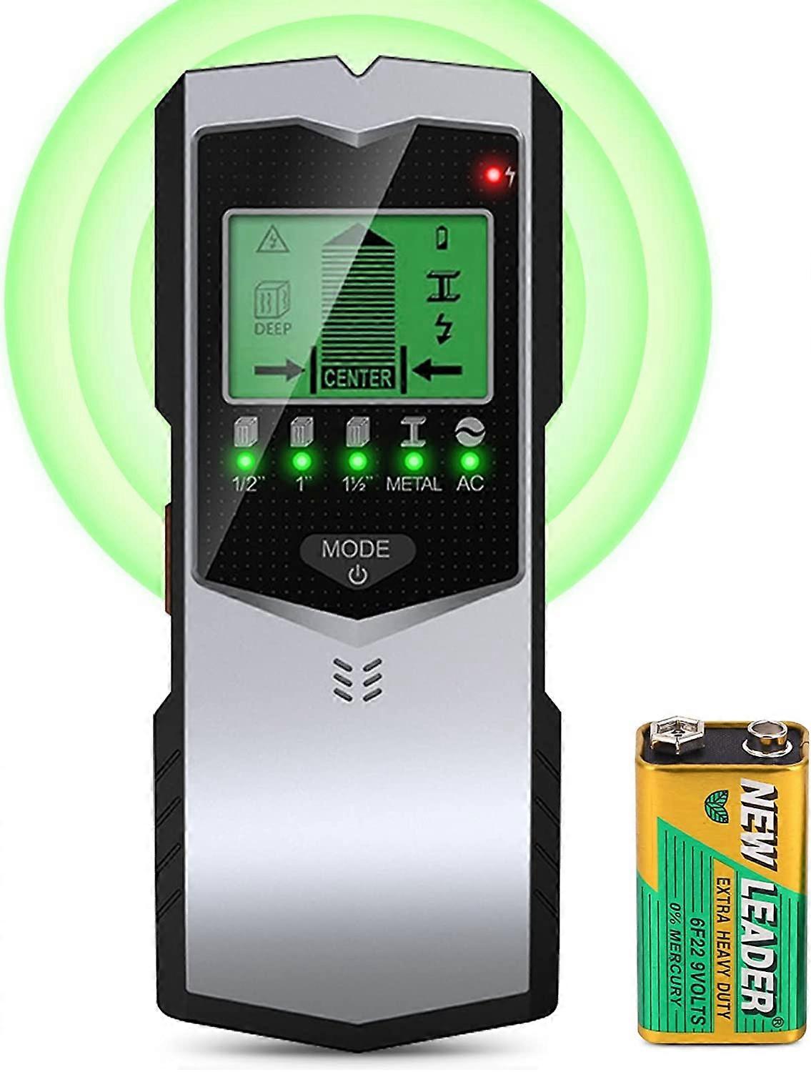 Electric Cable Finder, 5 in 1 Wall Detector, LCD Display with Battery, Wall Metal Detector, Material Detector with Audio Alarm, Wall Detector for Wood