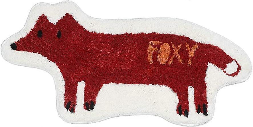 Fox Shaped Bath Rug Microfiber and Non Slip Backing Bath Mat Bathroom Bedroom Cartoon Bathtub Rug Bathroom Tub Decor Water Absorption Machine Washable
