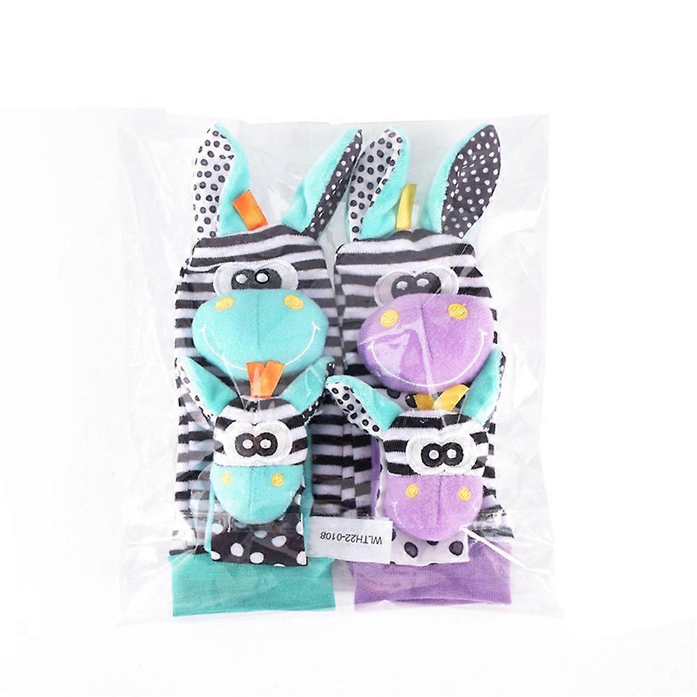 Newborn Baby Wrist Rattles Foot Rattles Toy Set Colorful Dunky Animal Shaped Rattles Fabric Newborn Infant Gift