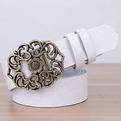 [DWTS]חגורת נשים חגורת עור וינטאג 'נשים עור פרה אמיתי אופנה חגורות אבזם מעוקלות פרחוניות לנשים אביזר איכותי ביותר