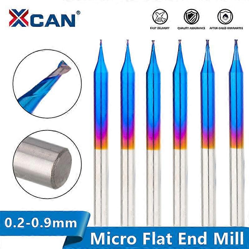 Milling Bit D02-D09mm Micro Flat End Mill Carbide 2 Flutes CNC Router Bit Nano Blue Coated CNC Machine Milling Cutter