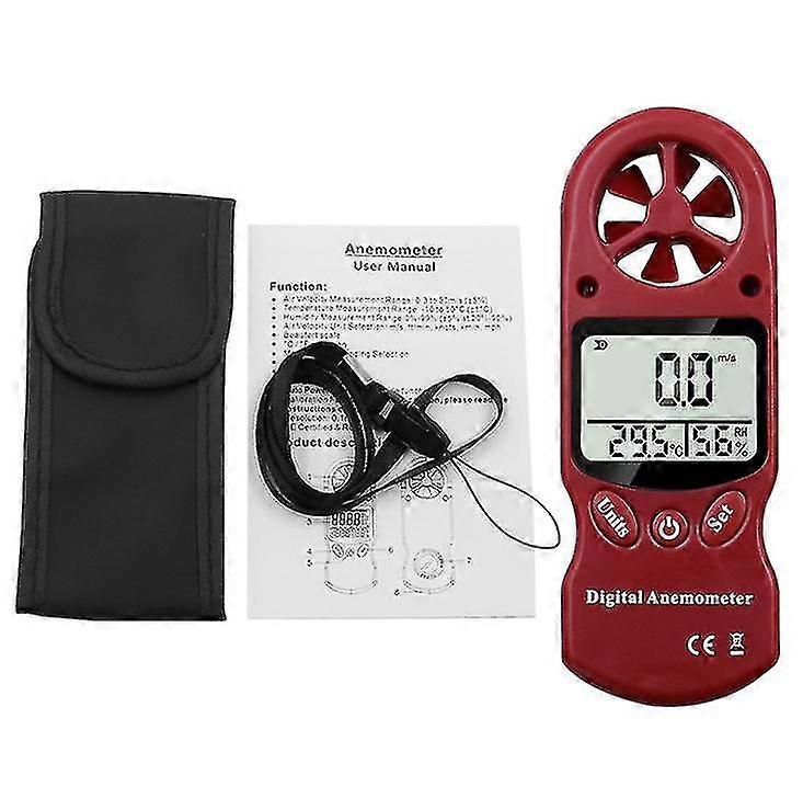 Mini Handheld Anemometer, Thermometer And Hygrometer, Lcd Digital Screen Display