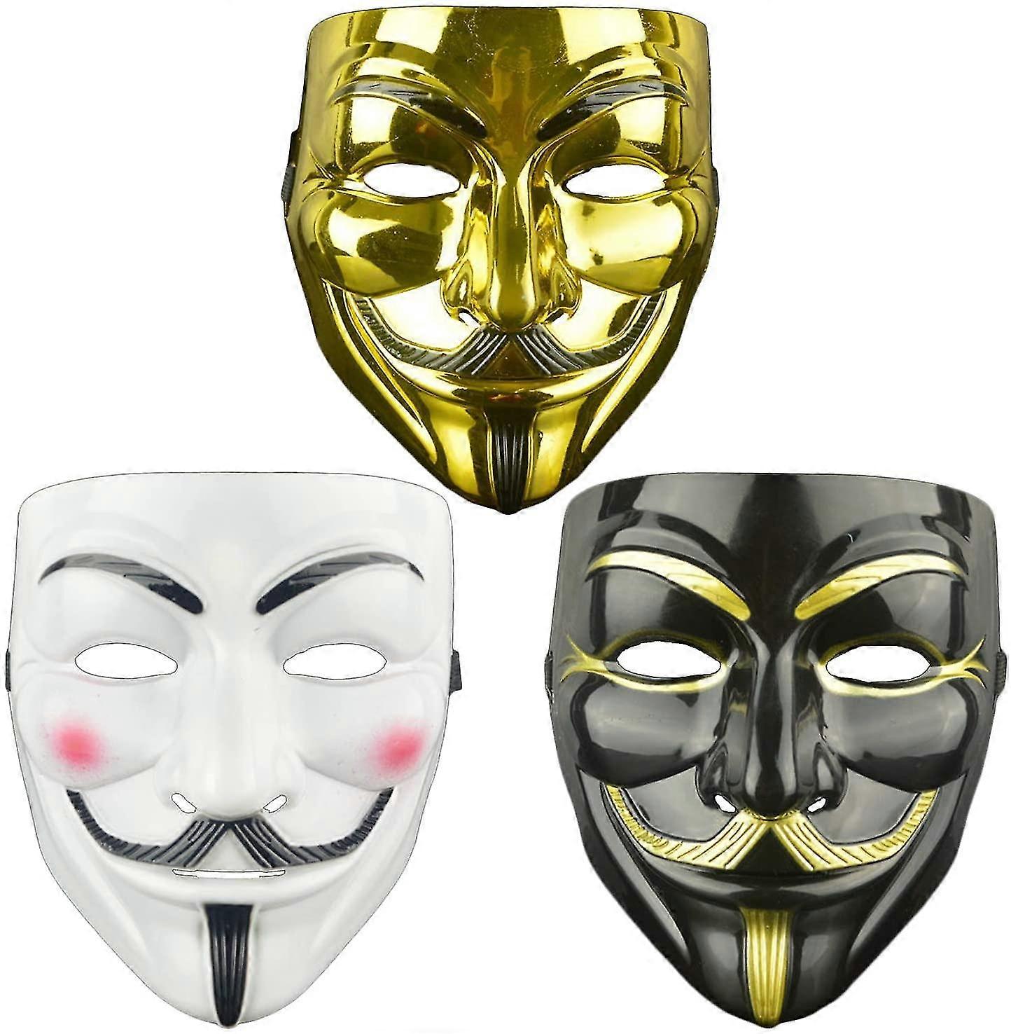 3 Pack V For Vendetta Mask Adults/kids Guw Fawkes Mask Anonymous Mask,world Book