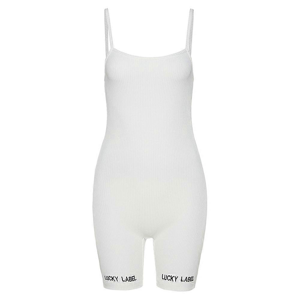 Ribbat brev för kvinnor Casual Playsuits Spaghetti Strap Catsuit