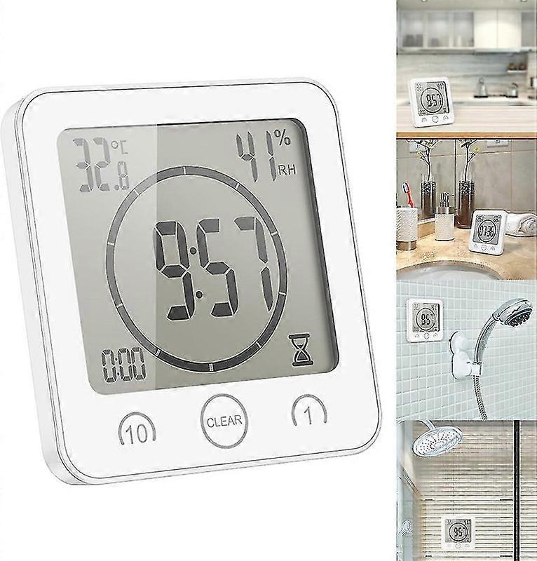 Vattentät Duschklocka, Touch Duschtimerklocka (vit) (hs) xh