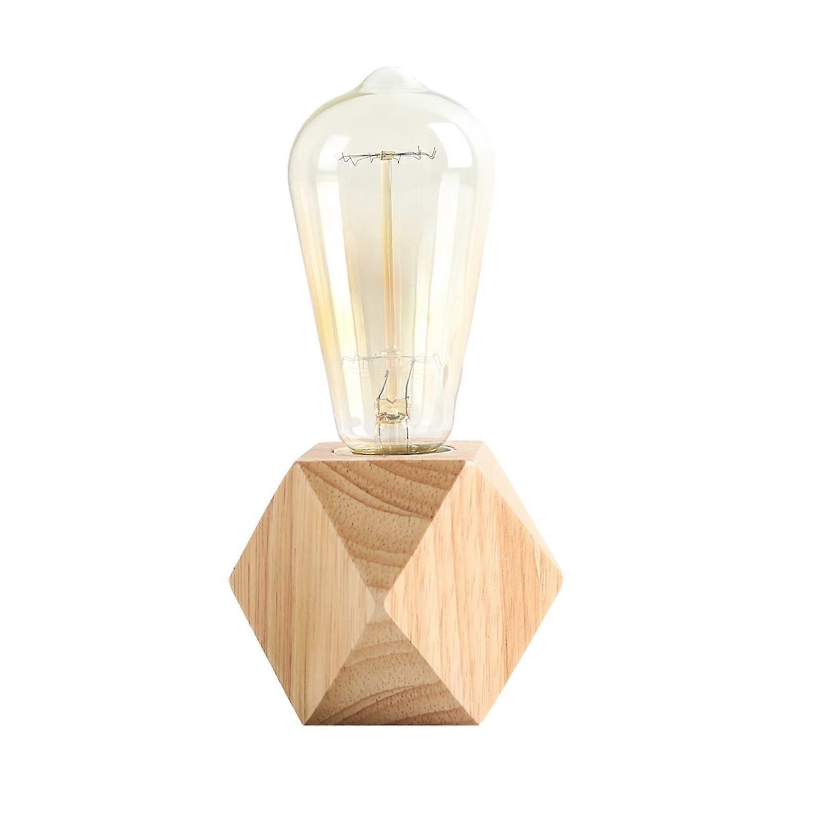 Lampada da tavolo in legno, piccola lampada da comodino con base in legno, bella luce notturna, perfetta per camera da letto, soggiorno o ufficio, E27 (lampadina non inclusa)