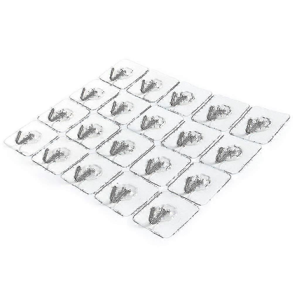 20 Pcs Self Adhesive Hooks Transparent Waterproof Wall Hangers