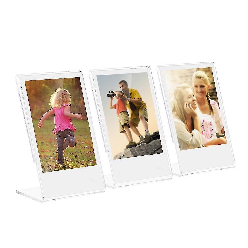 3 Packs 3inches L-shape Acrylic Photo Frame Transparent Mini Stand Compatible with Fujifilm Instax M