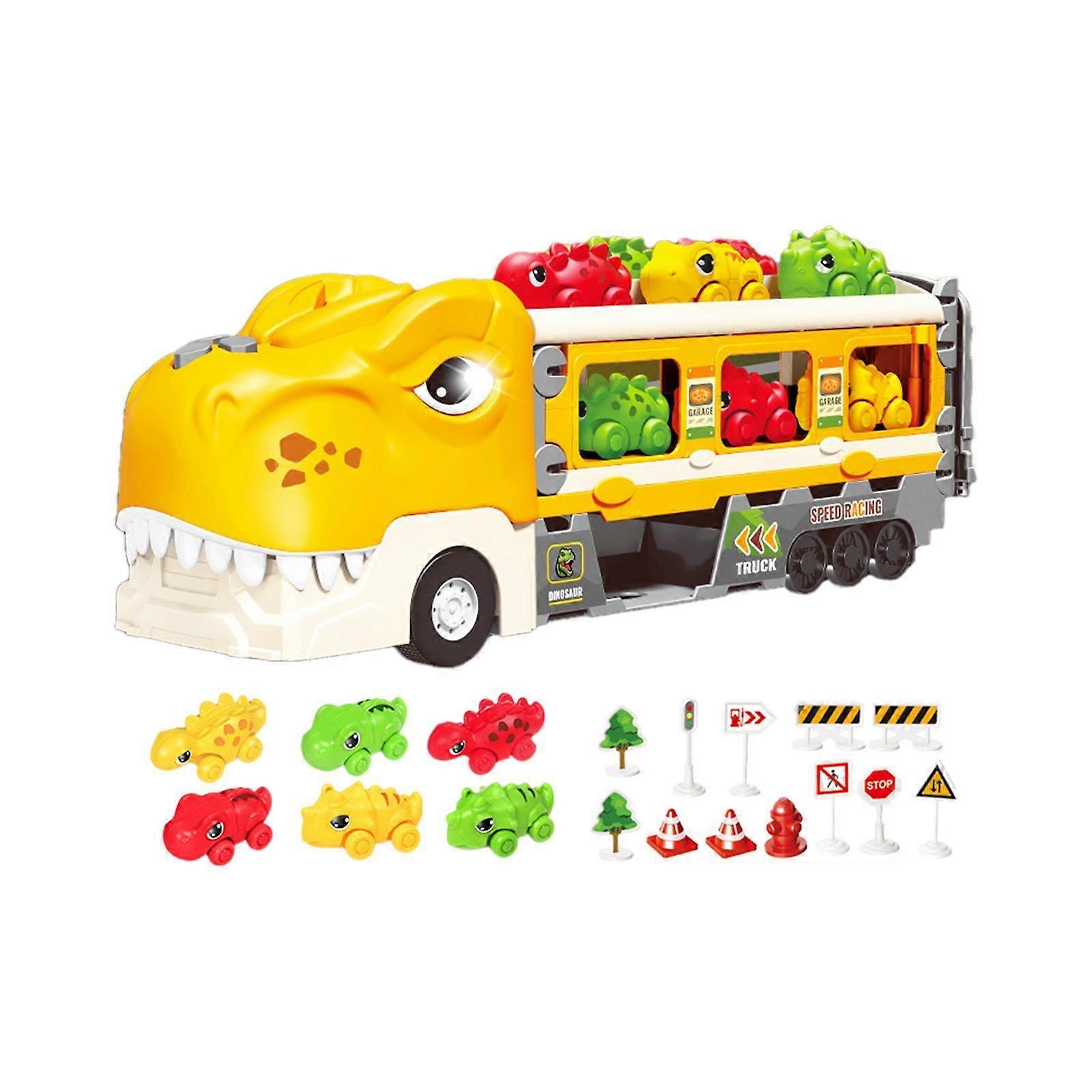 Småbørn Lastbil Legetøj Kreativitet Interaktion Spil Dinosaur Transport Lastbil Legetøj gul