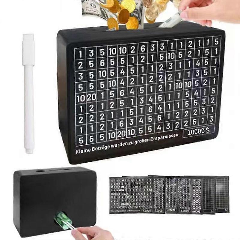 Cash Vault Wooden Money Box with Saving Targets, One Piece Coin Money Savings Box