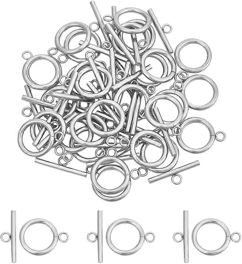30 Sets Toggle Clasps for Jewelry Making Stainless Steel Round Toggle Clasps Connectors Metal Bar and Ring Clasps Small Necklace Jewelry Clasps and Cl