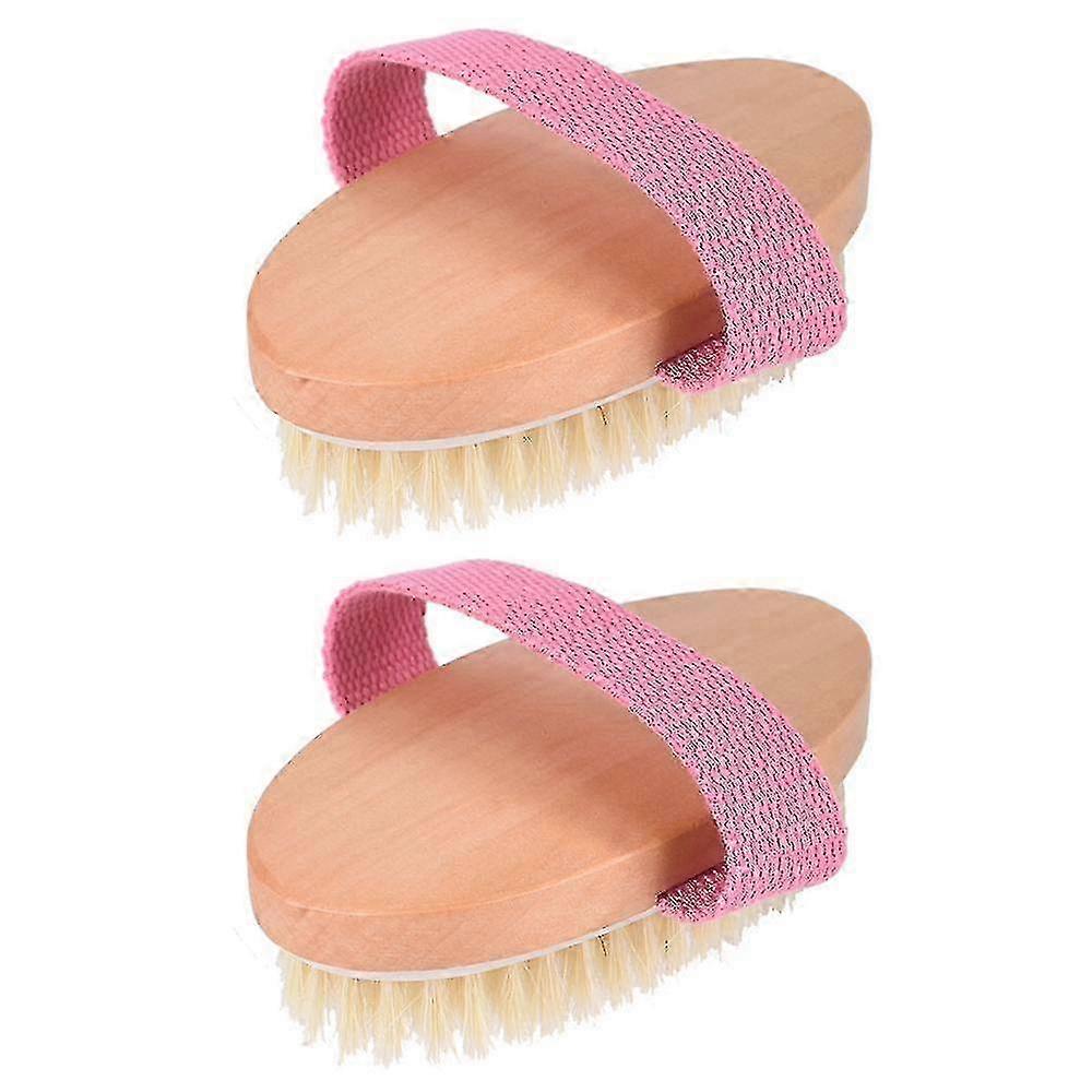 2PCS Natural Bristle Dry Body Brush - Soft/Hard for Exfoliating