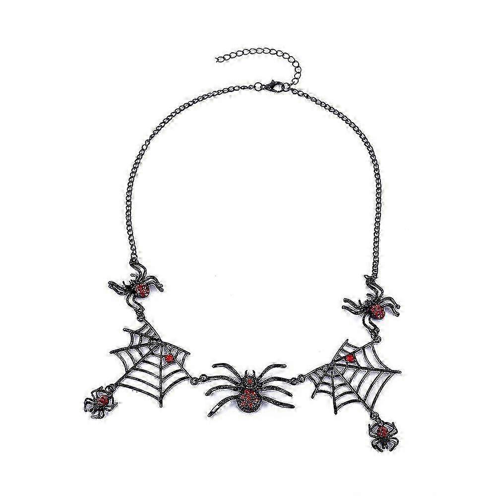 1 pcs Halloween Tarantula Crystal Diamond Spider Web Necklace