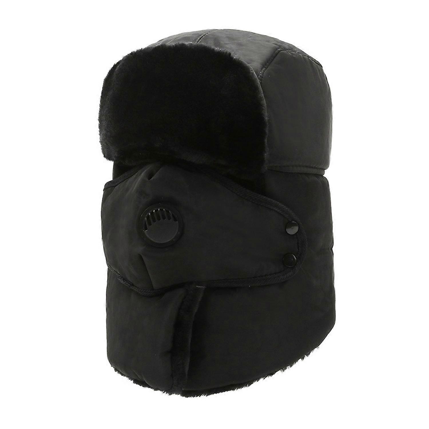 Winter Outdoor Hat with Integrated Scarf Windproof Thick Plush Keep Warm with Front Cover Full