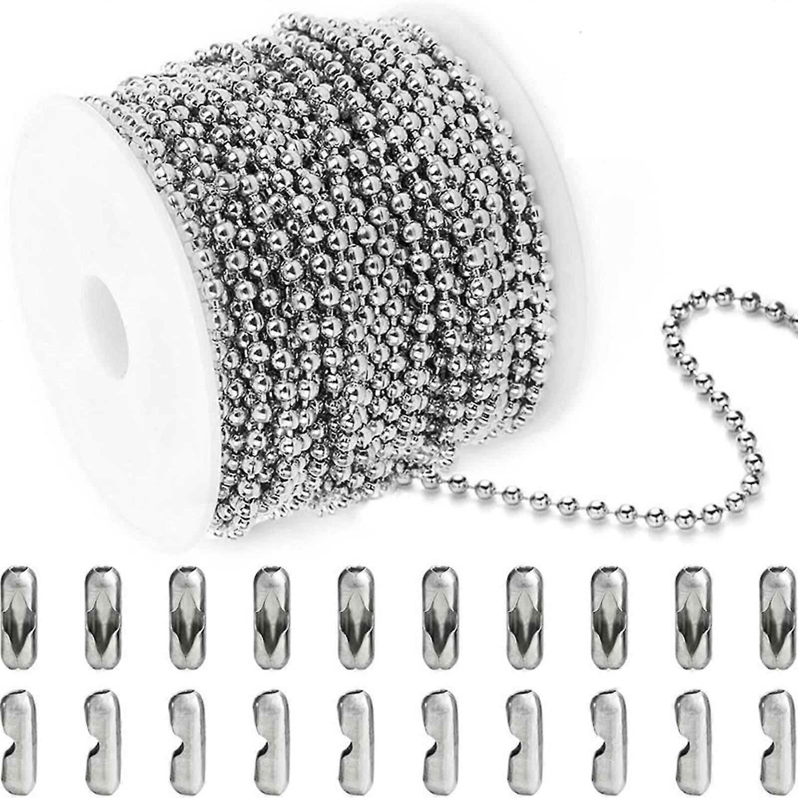 Stainless Steel Ball Chains Pull Chain Bead with 20 PCS Matching Connectors