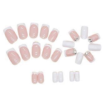 French White Tips False Nails Charming Fashionable Classic Design Nails  Jelly Glue Model