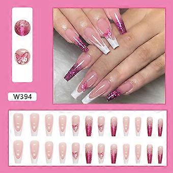 Gradient Purple Flash Powder Fake Nails Eco-friendly Abs Resin Material Nails  Glue Models