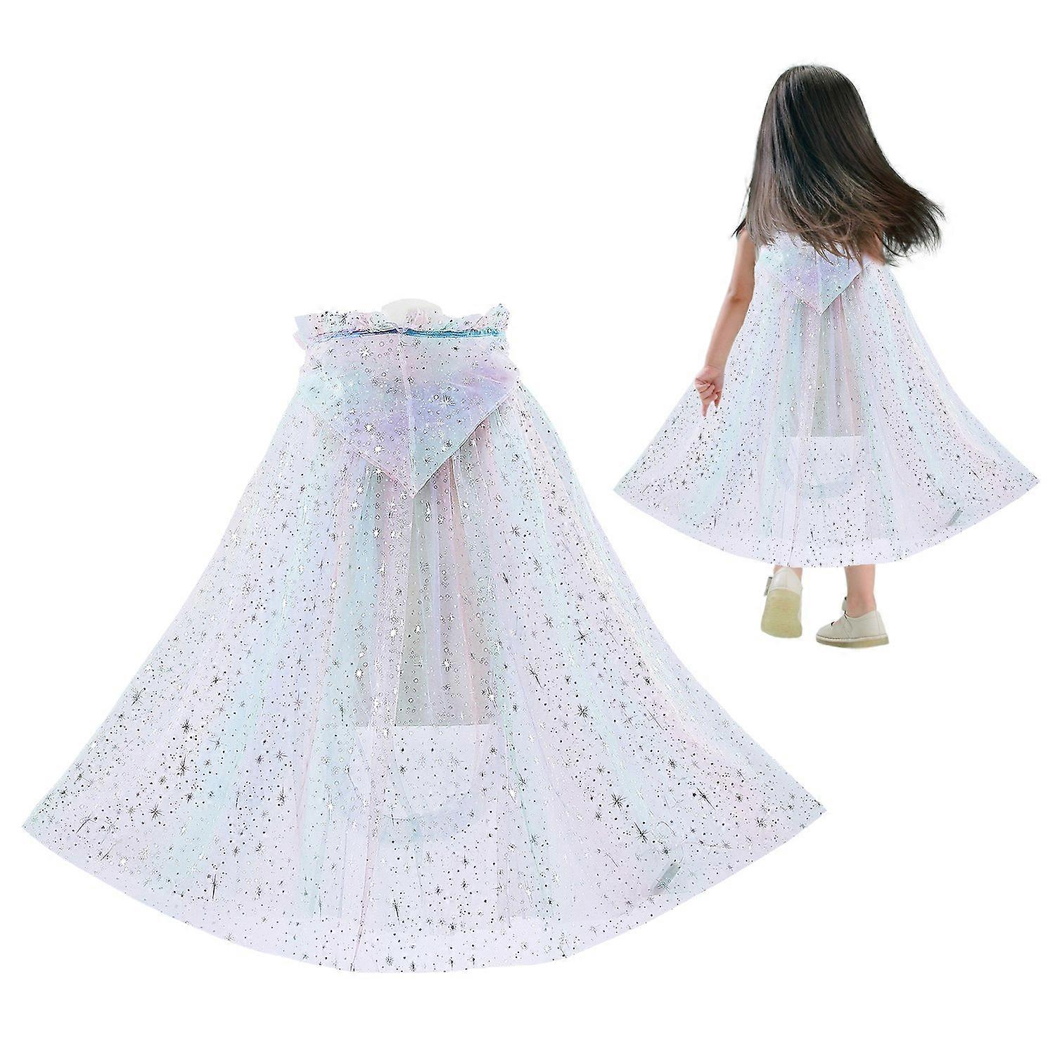 [安德在线]发光斗篷万圣节服装彩色双层网纱连帽披肩LED灯披风/均码-长75cm(无灯款)