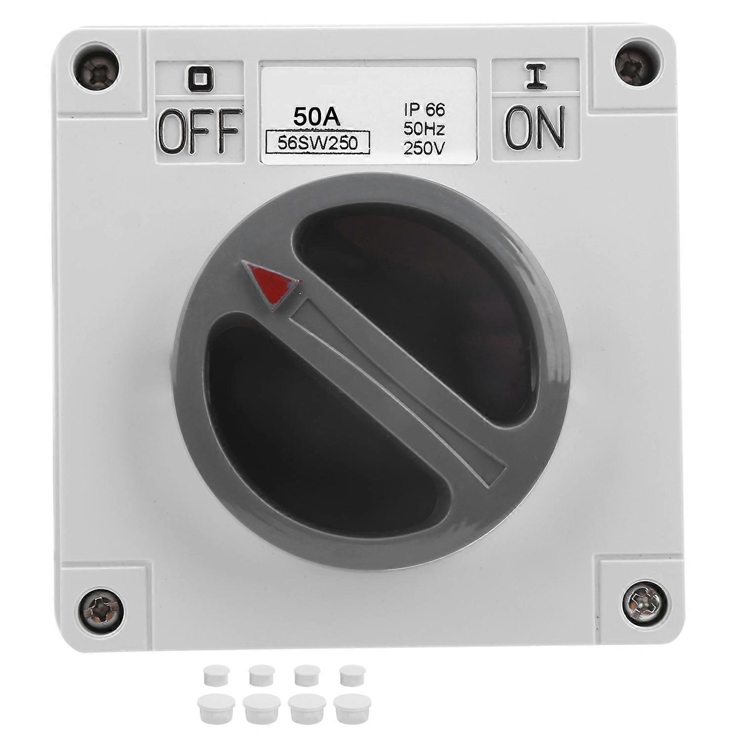 Outdoor Waterproof Switch Socket Dustproof Isolation Rotary OnOff Buttons and Indicators 250V(2P50A