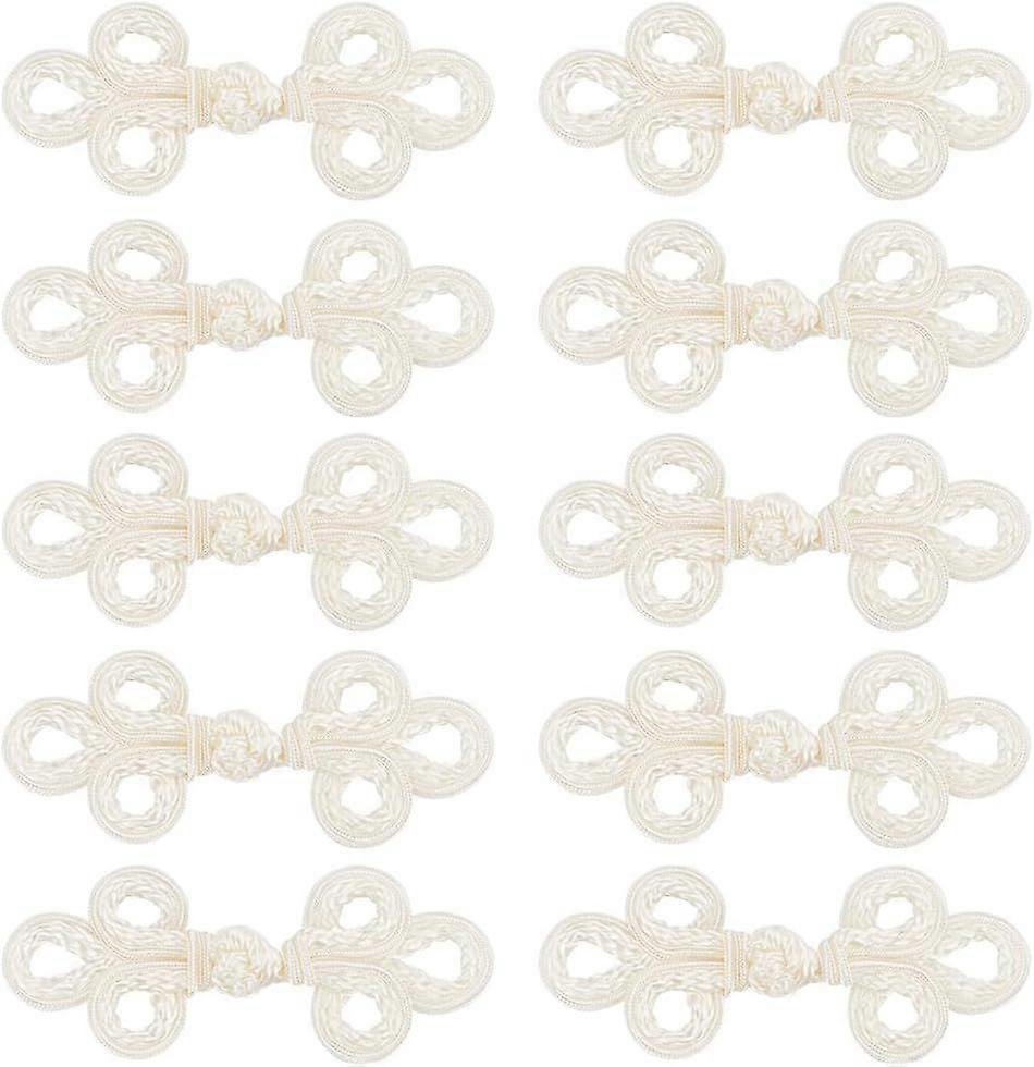 20 Pairs Chinese Knots Frog Buttons 5.7x2.1 inch Beige Tang Suit Pankou Handmade Sewing Fasteners for Cheongsam Tang Suit Scarf Cardigan Cloak Coats