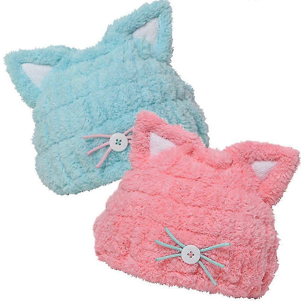 Microfiber Quick Drying Towel Wrap For Kids Girls, Cute Ears Cap