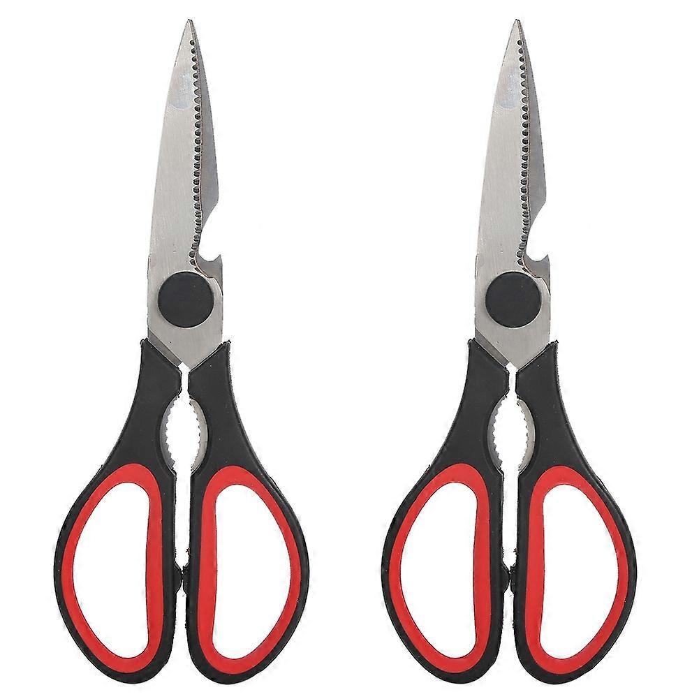 2pcs Kitchen Scissor Multipurpose Bicolor Rubber Handle Shear Cook Tool for Chicken Poultry Fish Mea
