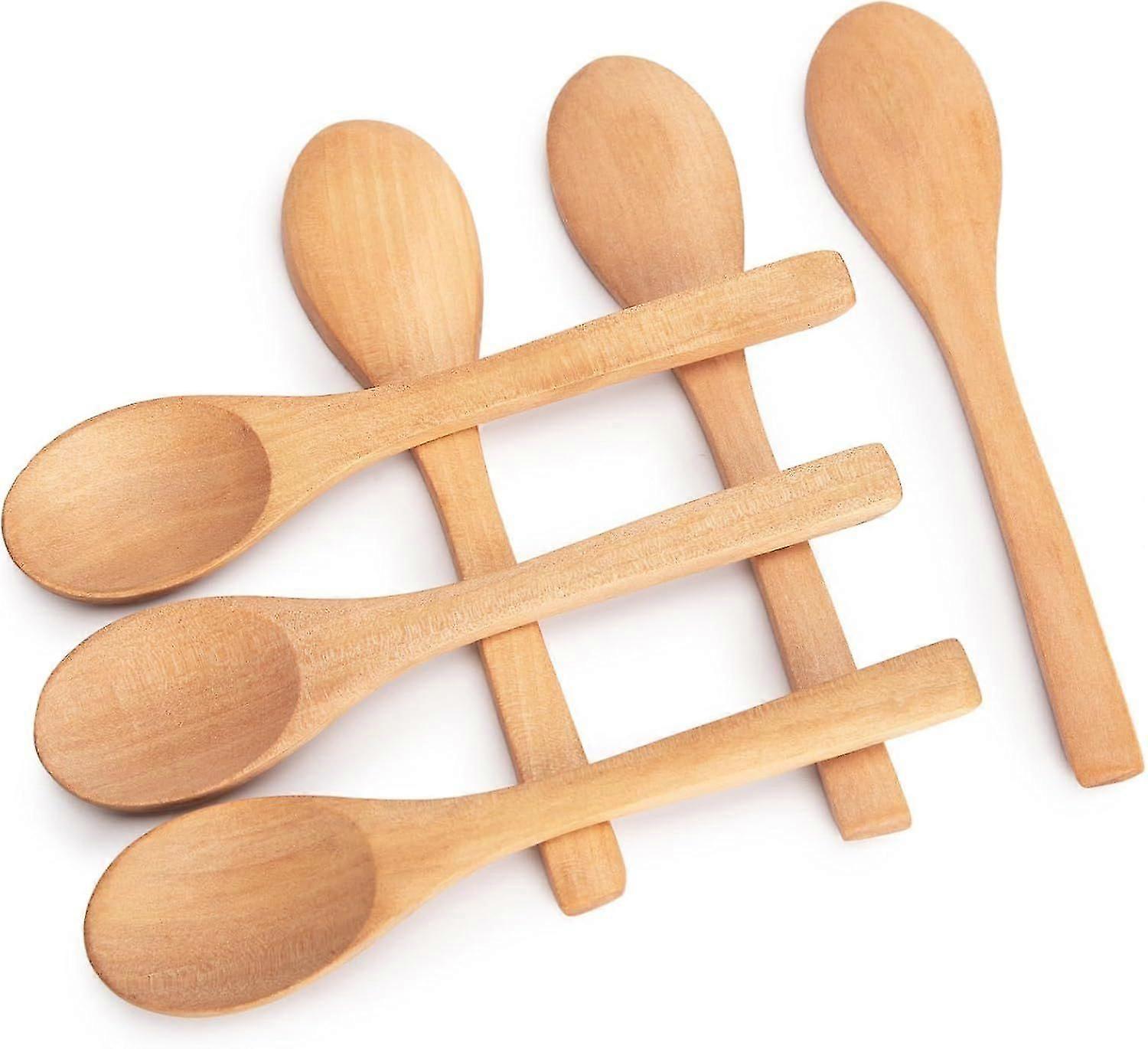 6pcs Small Wooden Spoons, Small Soup Spoons Serving Spoons 6inch Wooden Teaspoon For Coffee Tea Jam Bath Salts
