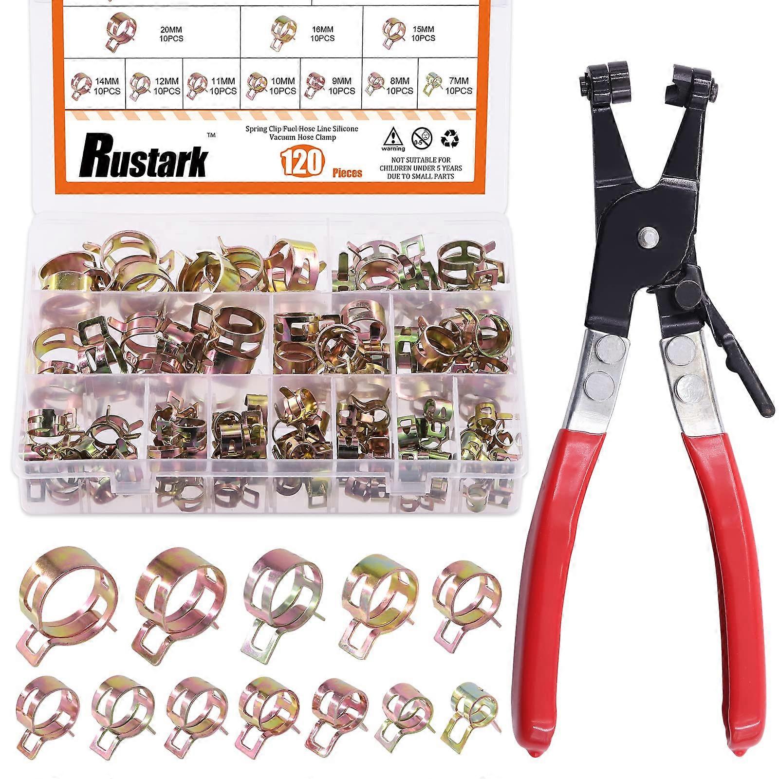 121PCS Sagittarius Hose Clamps Set - 12 Sizes 7-22mm with Clamp Pliers for Automotive and Farm Use