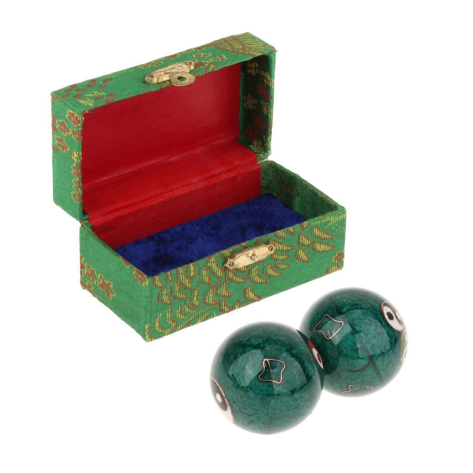 2 Pieces Hand Massage Balls Baoding Balls with Storage Box Durable Smooth