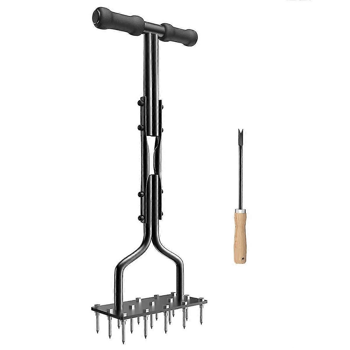Lawn Aerator Spikes Aerating Tool, Manual Aeration Tools, Aerators with Cleaning Weeder Tool for So
