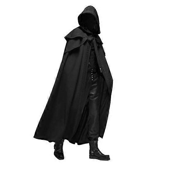 Halloween Cosplay Cloak Hooded Solid Color Design Unisex Cape Loose Fit Masquerade Party Witch Costume