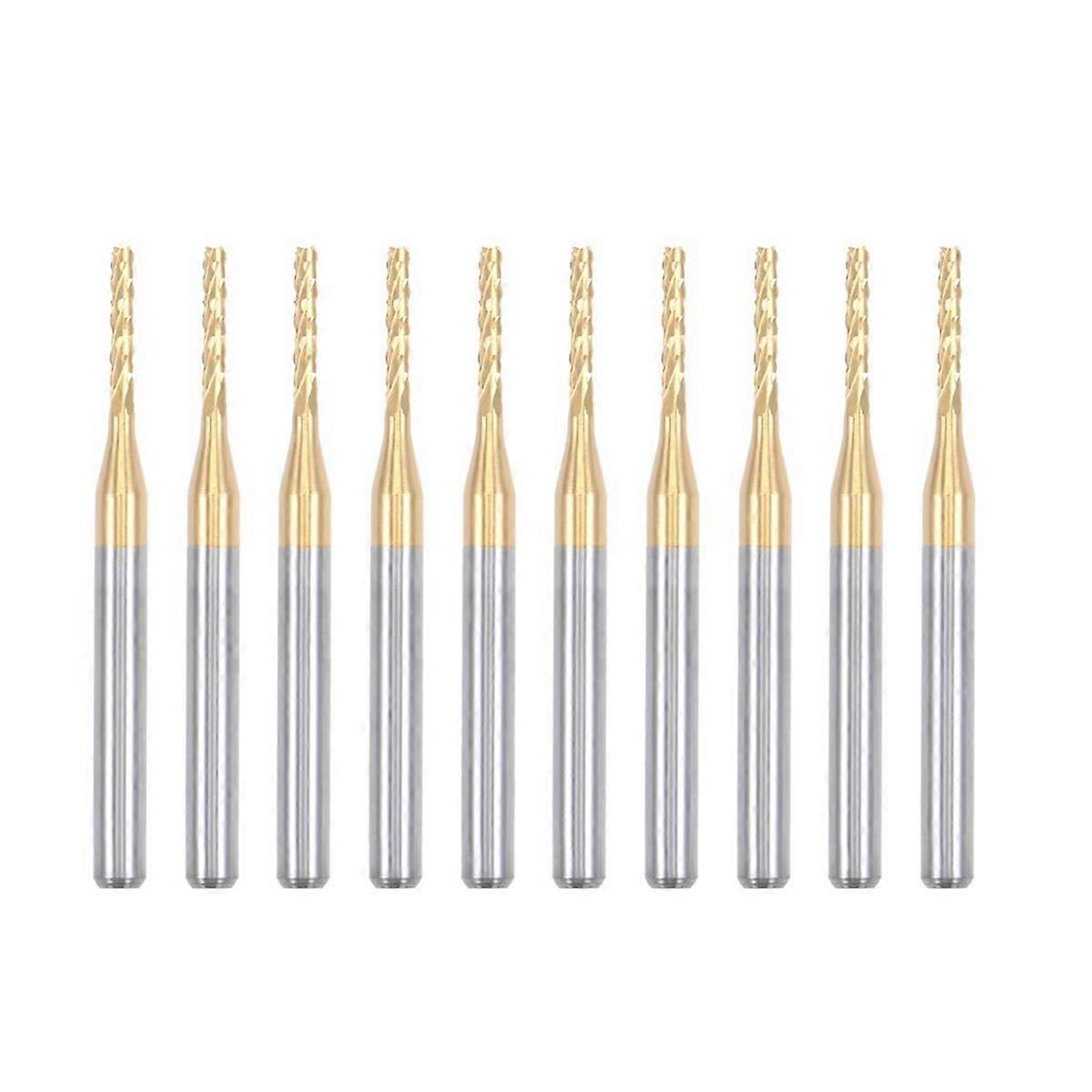 10PCS Titanium Coat Carbide End Mill Engraving Milling Cutter CNC Router Bits for PCB Machine, 1/8 I