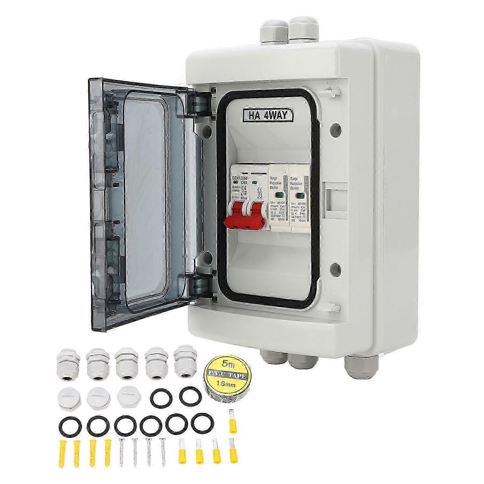 Circuit Breaker MCB Isolation Switch Protection Waterproof Distribution Box DC 500V for Outdoor 63A