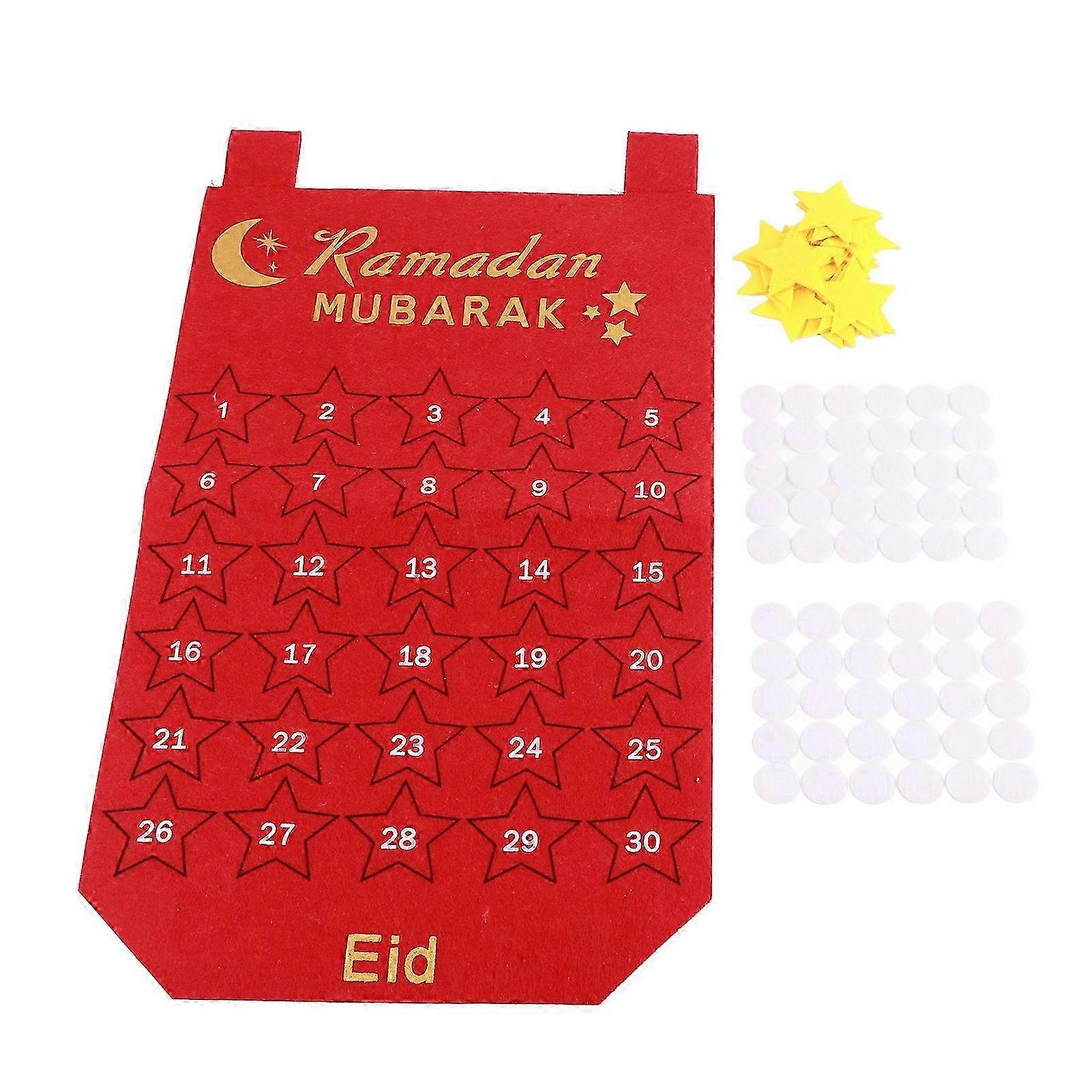 Eid Mubarak Advent Calendar Hanging Fabric Countdown Date Display Ramadan DecorationRed
