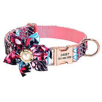 Chic Dog Collar, Durable Metal Hardware for Outdoor Sports, Adjustable Dog Collar with Unique Designs in Pink Leopard Print with Sunflower, Perfect