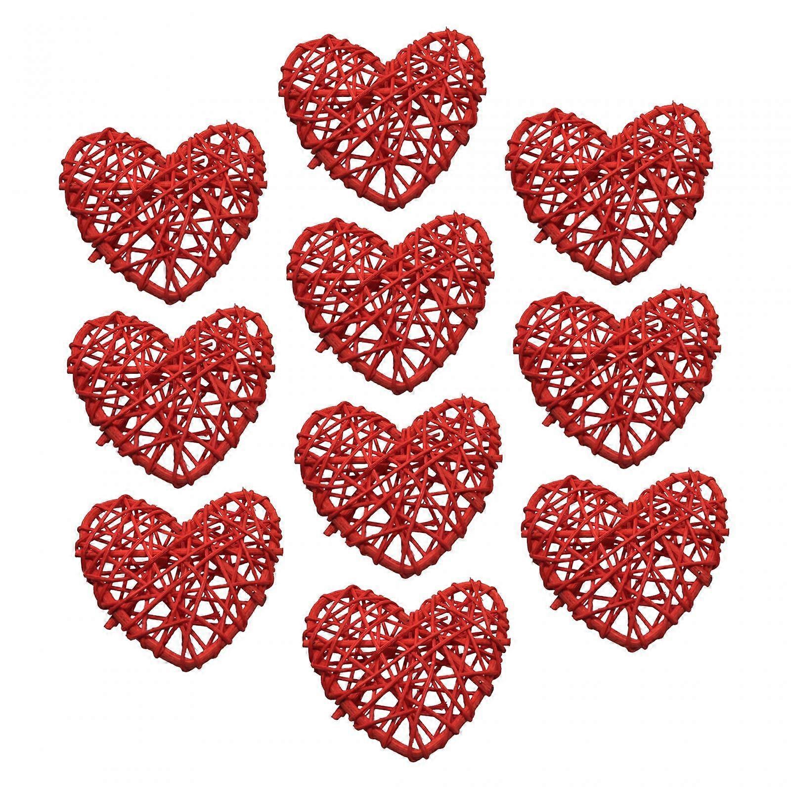 10Pcs Wicker Rattan Heart Shaped Balls, Christmas Decorations Christmas Tree