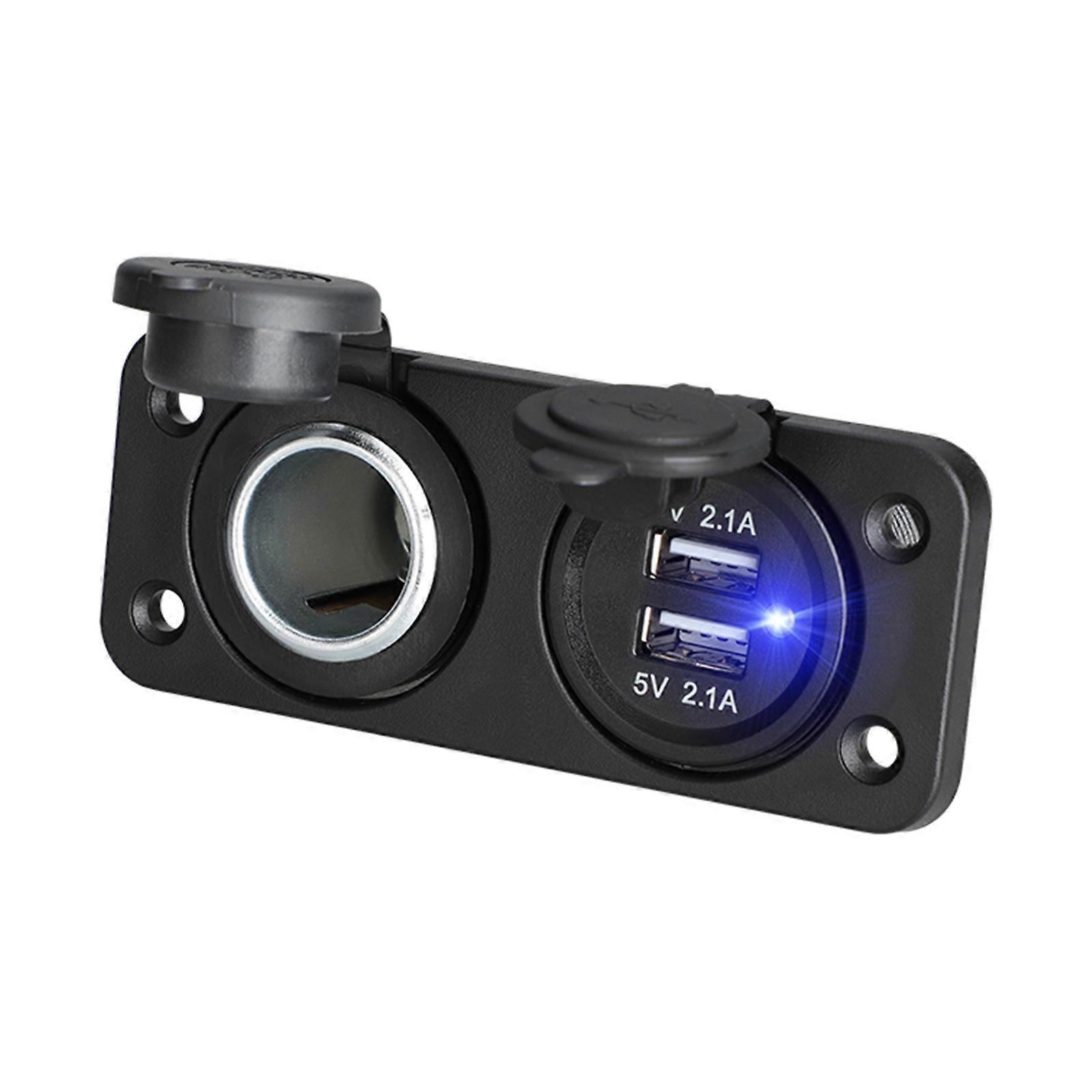 Multifunctional 12V USB Socket Panel 240W Double USB Socket Outlet Adapter for Car Boats Motorcycle Vehicle Electronics