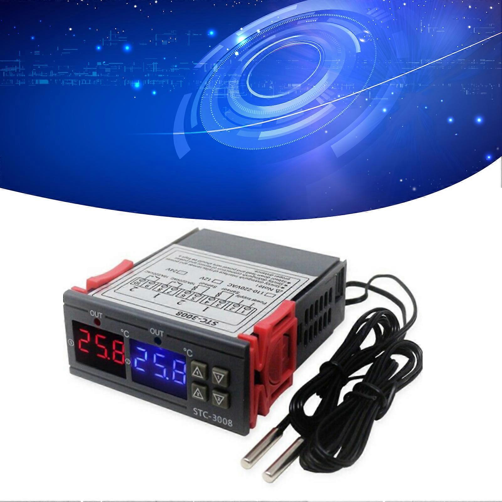 Digital Display Temperature Controller Microcomputer Intelligent Dual Control Electronic Adjustable Switch 110-220V