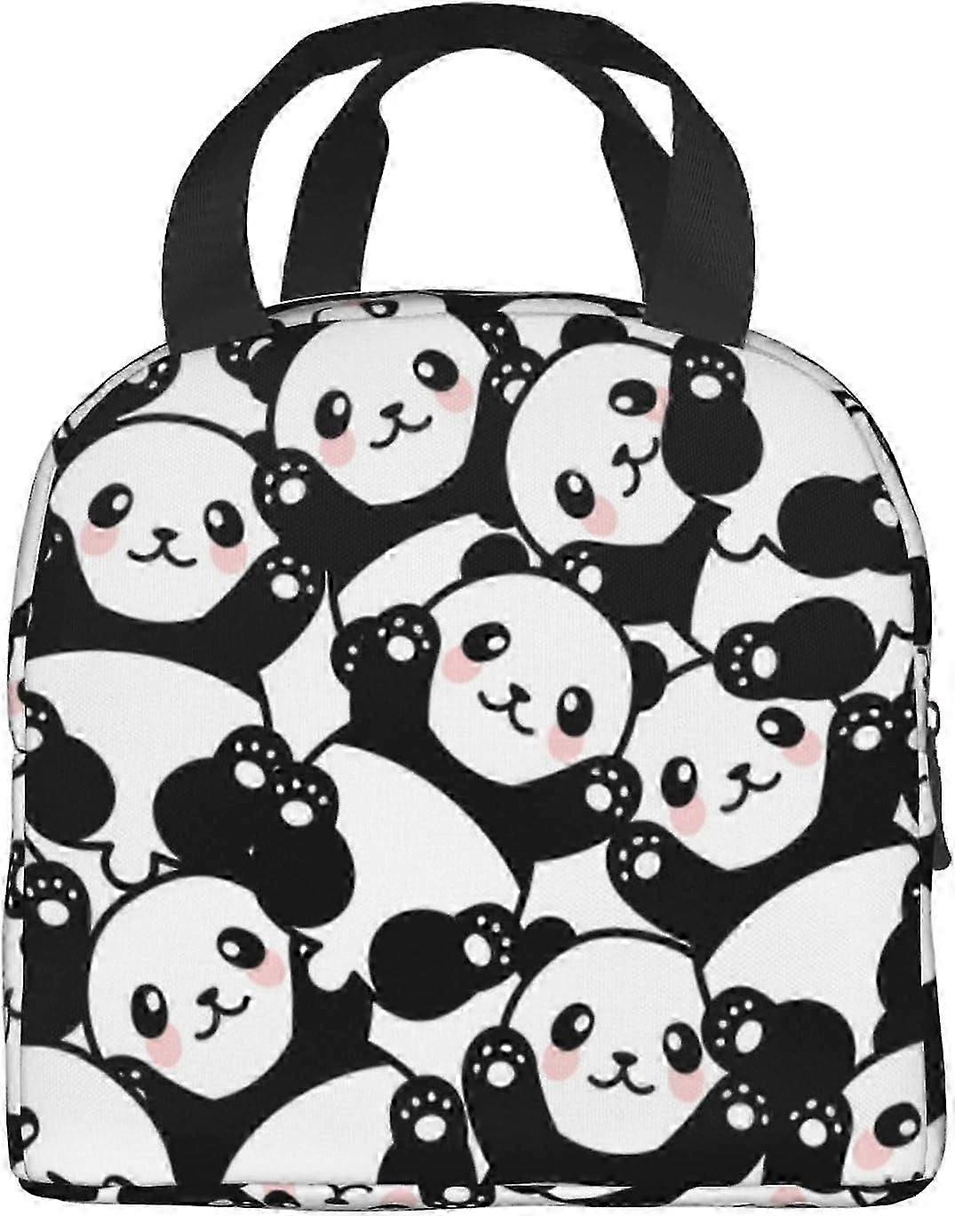 Cute Black And White Panda Lunch Box Reusable Portable Lunch Bag For Office Work Picnic