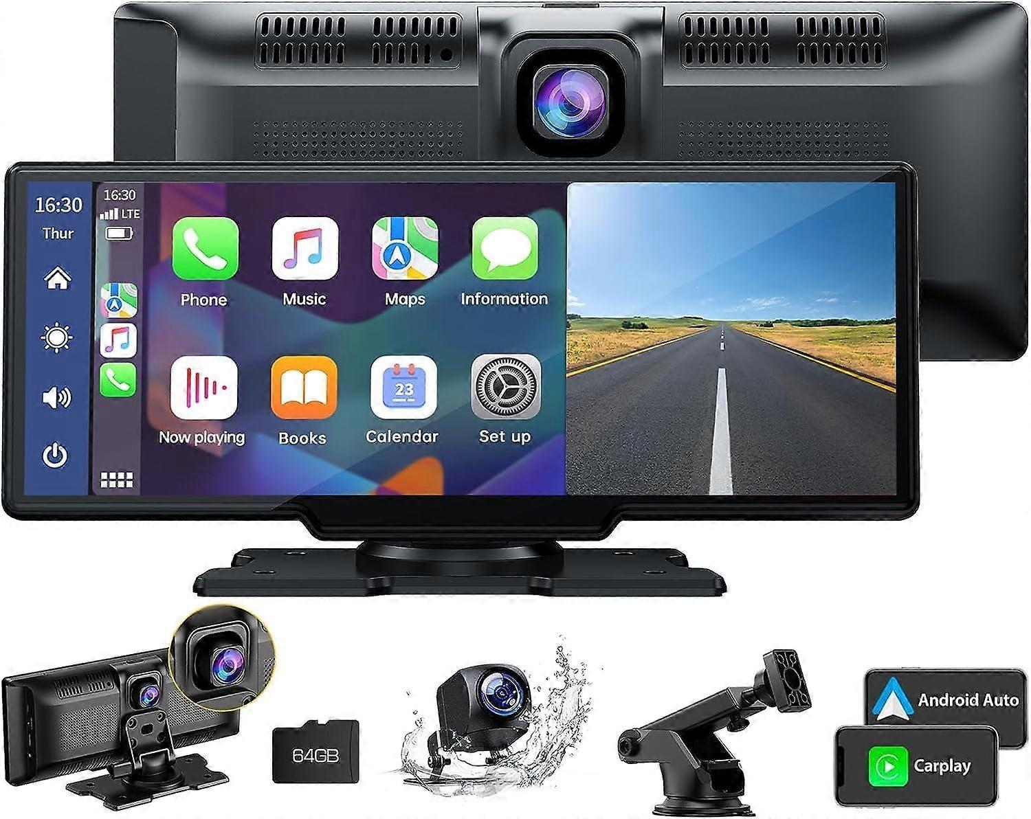 Dash Cam 2.5K 1080P Touch Screen Car Stereo Receiver 9.26 Inch with GPS and Dual Lens for Vehicle Security