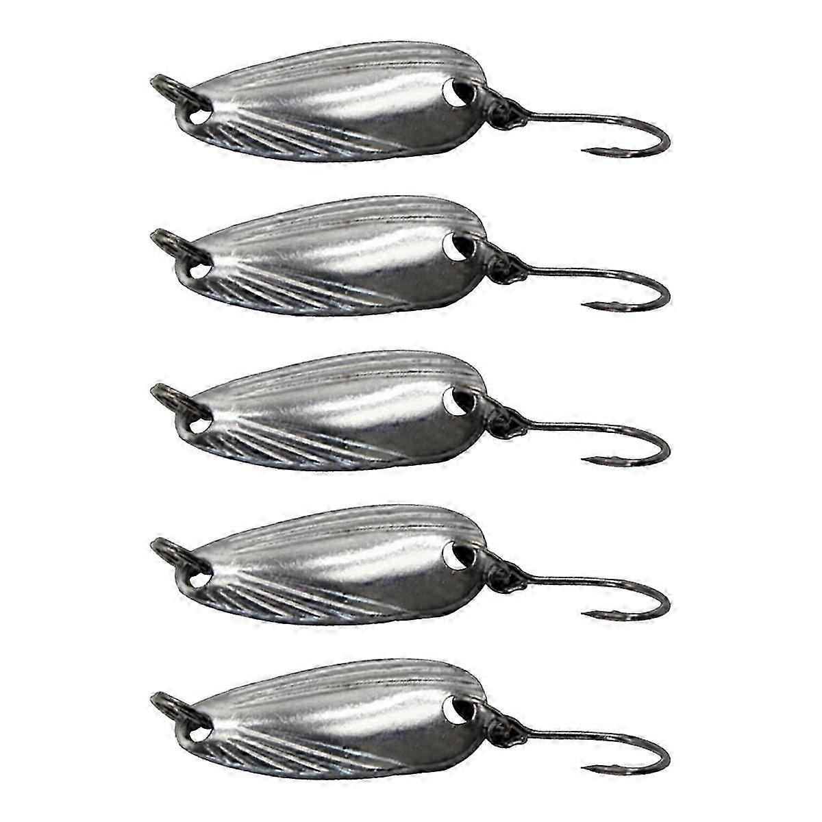 5pcs Luya Iron Fishing Lure Spoon with Shiny Sequins and Hooks Metal Simulation Bait Edition