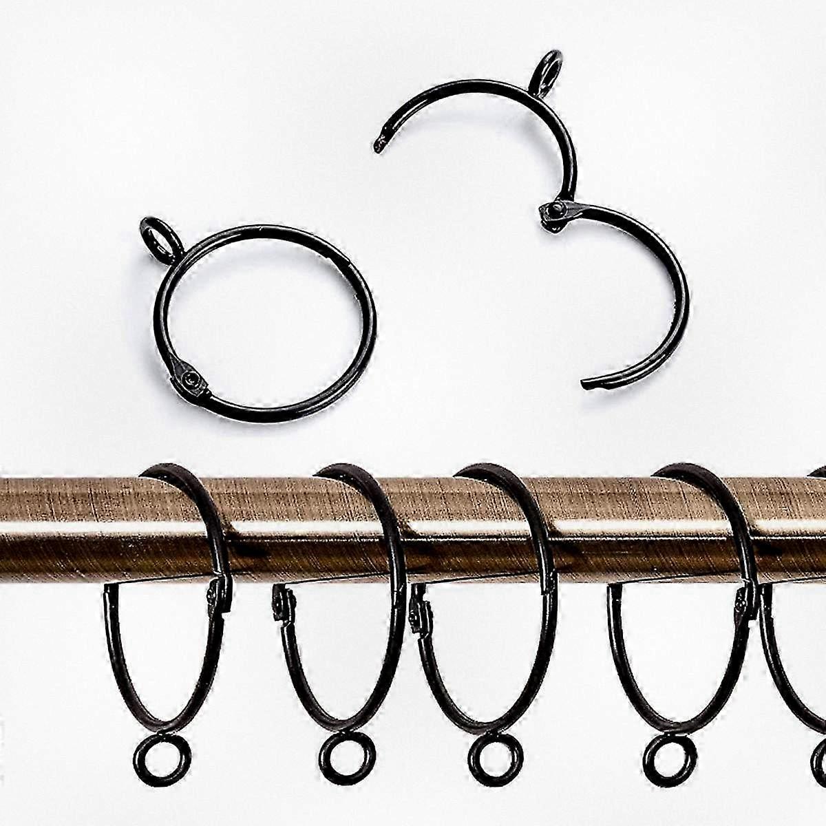 50mm Metal Curtain Rings Set - 20 Pack Open & Closed Hooks for Drapes & Rods