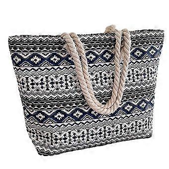 Strandtas Strandtassen voor vrouwen Vrouwen Gestreepte boho canvas draagtas met ritssluiting, hulpprogramma Waterdichte esthetische strandconsuela-tassen Inway