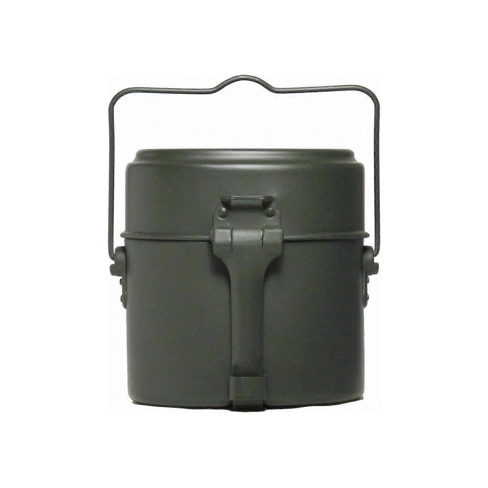 German Style Gray Aluminum Mess Kit | Three-Part Military Mess Tin with Clamp Frame for Camping and Outdoor Cooking
