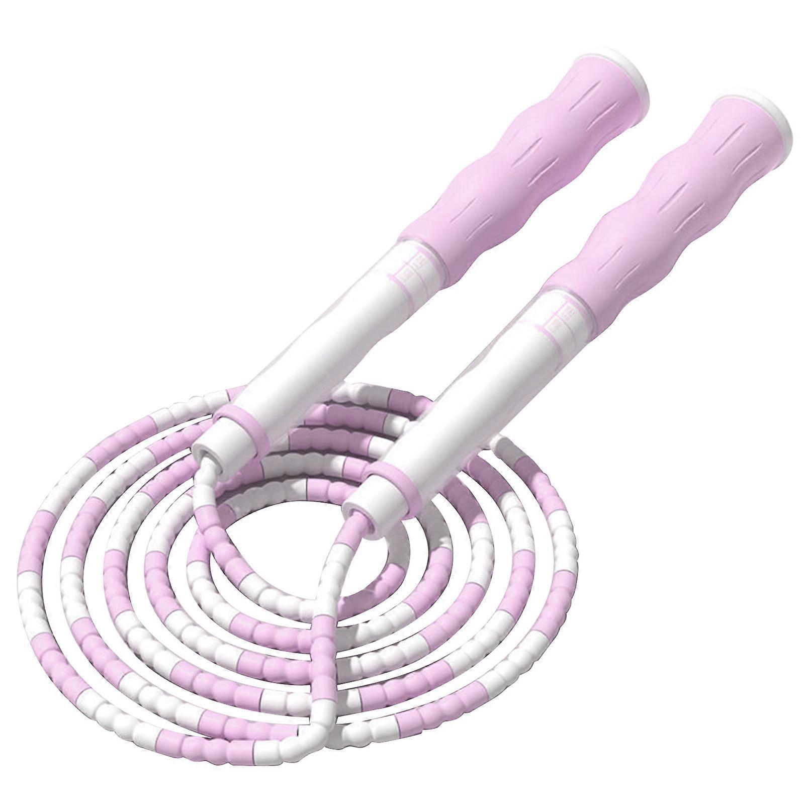 Corda de pular para crianças de comprimento ajustável de alta flexibilidade antiderrapante com contas para exercícios escolares em casa roxo