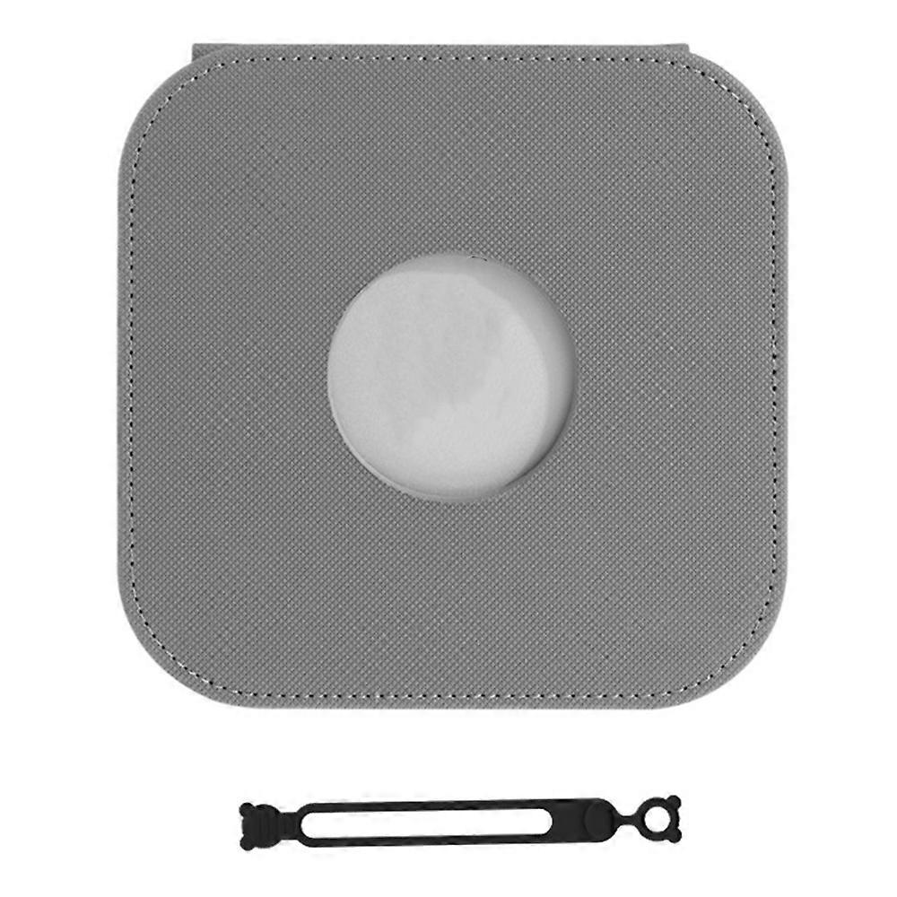 For Apple Mac Mini M4/M4 Pro Leather Case Protective Cover with Silicone Cable Ties