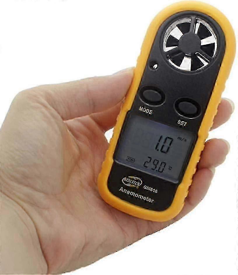Digital anemometer med bakgrundsbelyst LCD-display, mäter lufthastighet, luftflöde och utomhustemperatur för aktiviteter