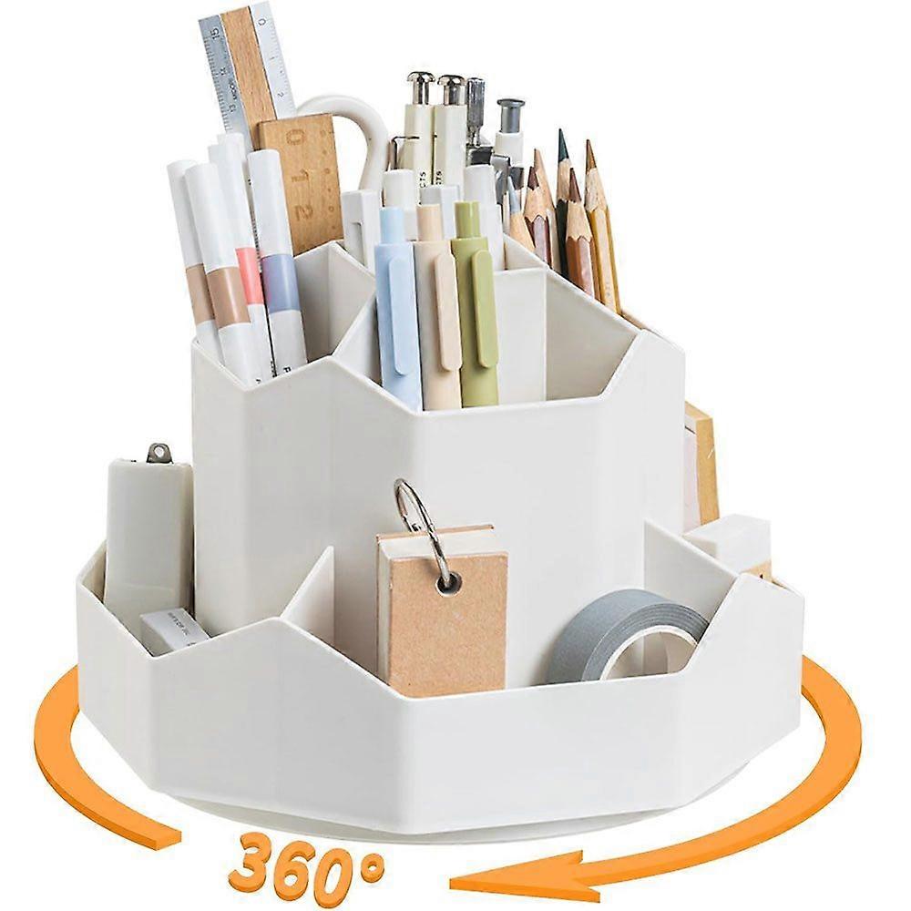 Pen holder with 9 compartments, rotatable 360 degrees, perfect for desk organization