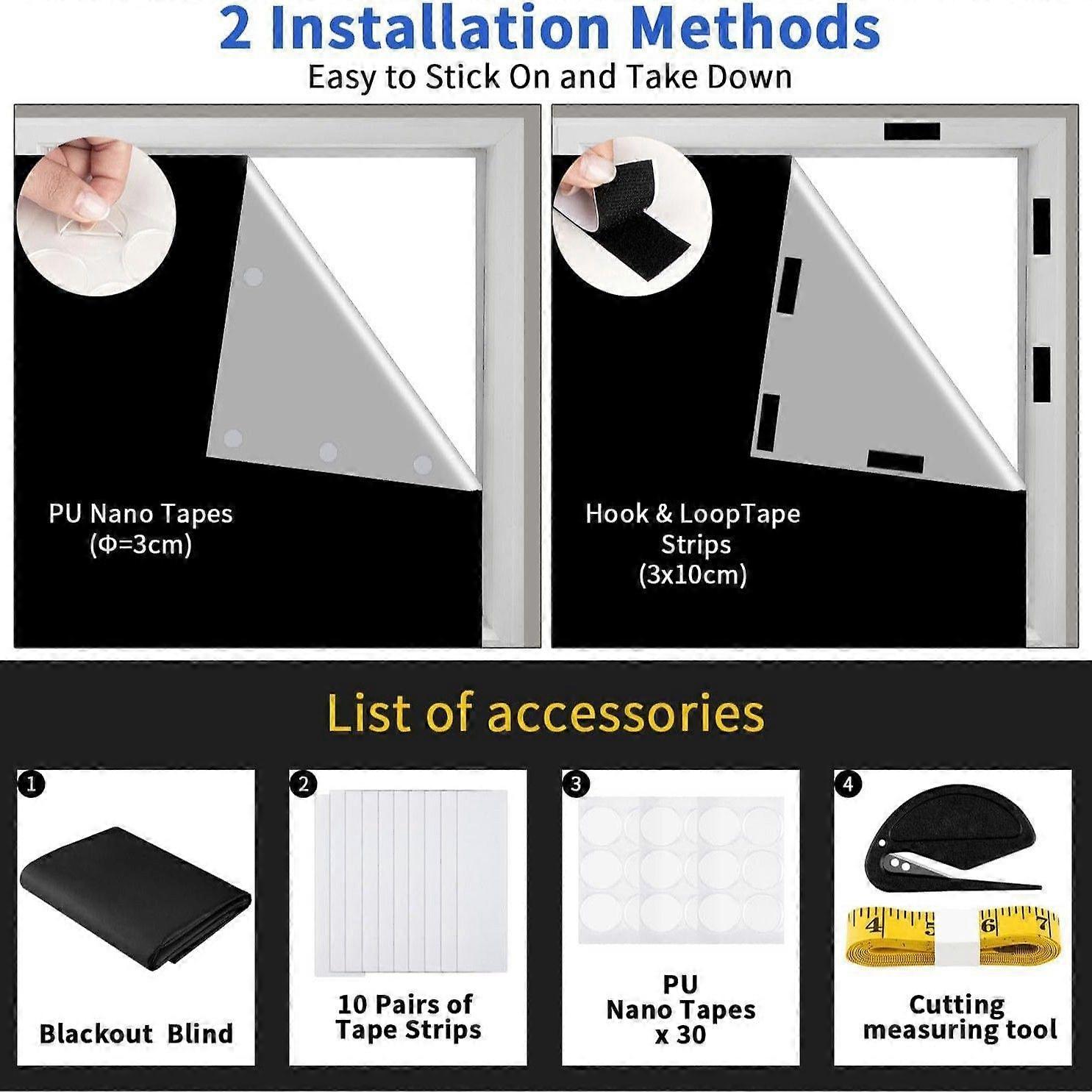 Portable Blackout Blind for Bedroom, 100% Blackout Material, Travel Blackout Blind, Easy to Stick on Blackout Blinds for Windows, Cut at Will